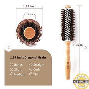 Boar Bristle Round Brush with Wooden Handle by RHOS